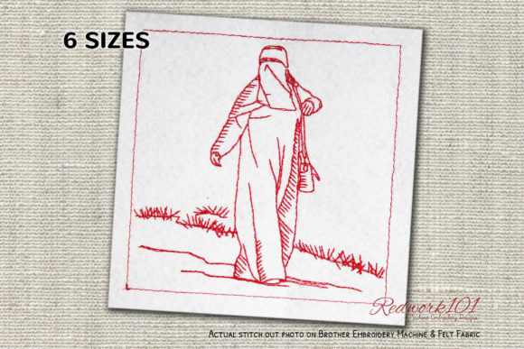 Elegant Muslim Woman Burkha Lineart for Gifts