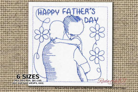 Fathers Day Greetings Redwork: A Craft Fair Review