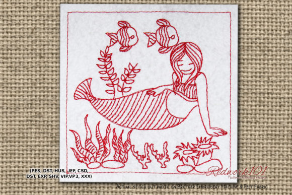 Mermaid with Fishes Lineart Design Review for Etsy Sellers