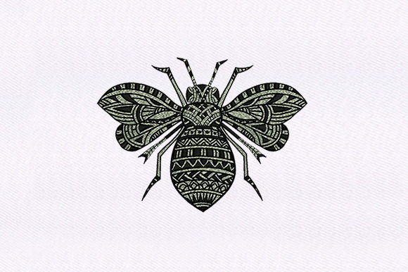 Monotone Bee: A Minimalist Mandala for Modern Embroidery