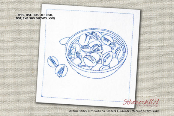 Review: Shelled Pistachio in Bowl Redwork for Boutiques